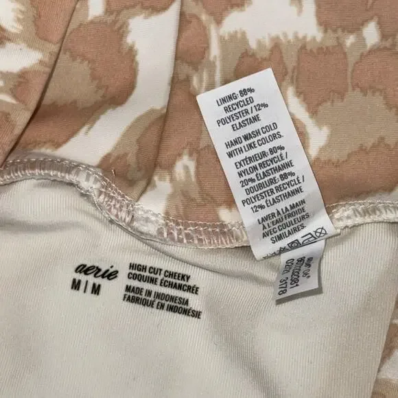 Aerie Leopard High Cut Cheeky Bikini Bottom (M) Tan Beige NEW NWT Boho Swimwear - Picture 4 of 8